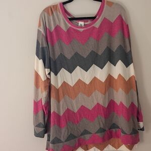 Sew In Love Women's Chevron Patterned Long Sleeve Top